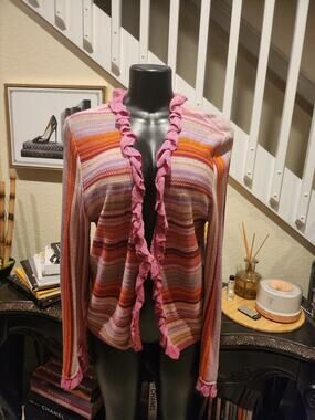 OILILY Pink Striped Sweater Cardigan size XL